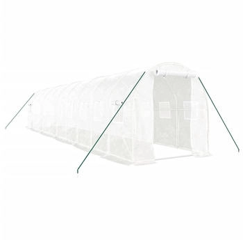 furnicato Gewächshaus Stahlrahmen Weiß 20 m² 10x2x2 m