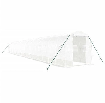 furnicato Gewächshaus Stahlrahmen Weiß 36 m² 18x2x2 m