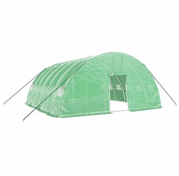 furnicato Gewächshaus Stahlrahmen Grün 36 m² 6x6x2,85 m