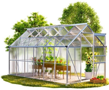 Gardebruk Gew&auml;chshaus Aluminium 7,2m&sup2; 380x190cm 4 Dachfenster (997378)