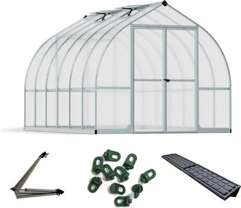 Palram Aluminium Gewächshaus Bella 812 Sparset 367x244x219 cm Silber (PA703730-SET)