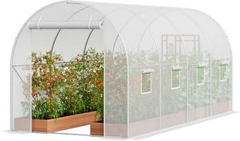 VEVOR Tunnel Treibhaus 445x194x192cm weiß (Walk-in Tunnel Greenhouse 14.6x6.4x6.3ft)