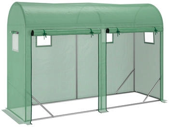 Powertec Garden Tomatengew&auml;chshaus mit 2 Toren und 4 Fenstern 300 x 100 x 200 cm Gr&uuml;n