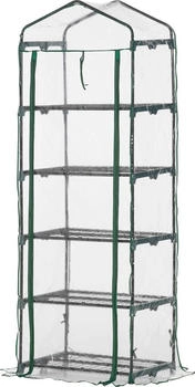 Outsunny Foliengewächshaus 5 Regale Transparent Grün 69x49x193cm (845-383V01)
