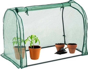 Relaxdays Foliengewächshaus mit Tür Dunkelgrün Transparent (10049729)