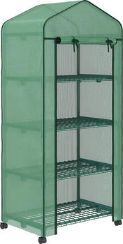 Outsunny Foliengewächshaus mit Rolle mit 4 Regale Folien Treibhaus mit Stahlrahmen für Garten Balkon 69 x 50 x 165 cm Grün Aosom (845-228V05GN)