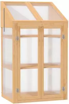 Outsunny Fr&uuml;hbeet aus Holz Mini 70 x 50 x 120 cm Treibhaus mit Abdeckung (845-672BN)