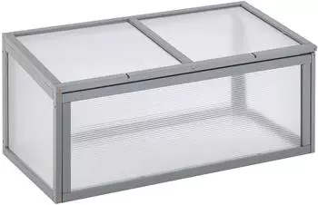 Outsunny Frühbeet mit Abdeckung aus Holz Grau (DE845-379V010431)