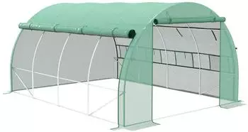 Outsunny Foliengewächshaus Polytunnel 3,97 x 3 x 2 m Stahl Grün (845-612V01GN)
