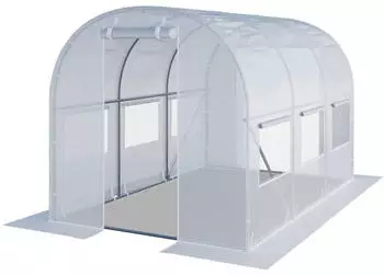 Toolport Foliengew&auml;chshaus 2x3m mit Fenster wei&szlig; transparent