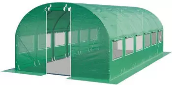 Toolport Foliengew&auml;chshaus 4x6m mit Fenster 180g/m&sup2; gr&uuml;n transparent