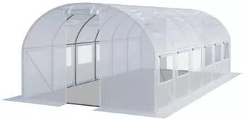 Toolport Foliengew&auml;chshaus 4x6m mit Fenster 180g/m&sup2; wei&szlig; transparent