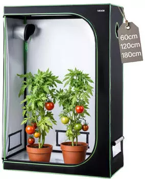 VEVOR Growzelt 120x60x180cm 600D Mylar Indoor mit Beobachtungsfenster (HX12060180)