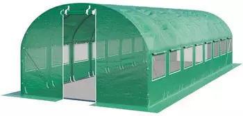 Toolport Foliengew&auml;chshaus 3x8m mit Fenster gr&uuml;n transparent