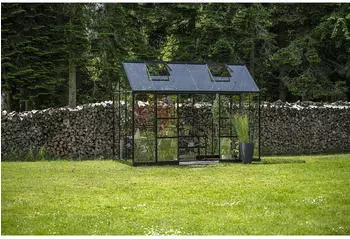 Halls Icon Planthouse Gew&auml;chshaus 7,3m&sup2; 3mm Sicherheitsglas, Schwarz (379x192cm)