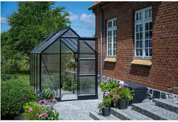 Halls Icon 6 Gew&auml;chshaus 4,9m&sup2; 4mm Doppelstegplatten Schwarz (Icon 6)