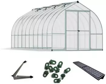 Palram Bella 820 Aluminiumgewächshaus Zwiebelform Doppeltür Silber 601x244cm (PA703732-SET)
