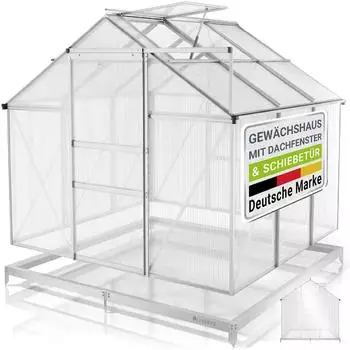 Juskys Aluminium Gew&auml;chshaus mit Fundament 3,6 m&sup2;