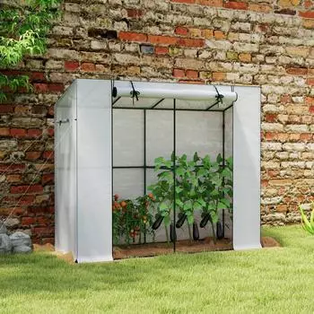 Outsunny Gew&auml;chshaus mit Rollt&uuml;r 2 Fenster 200 x 76 x 170 cm Wei&szlig; (DE84H-202V00WT0431)