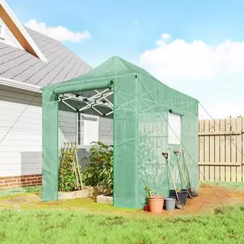 Outsunny Pop Up Gew&auml;chshaus 295 x 200 x 270 cm-Gr&uuml;n 84H-536V00GN