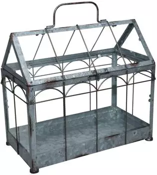 Esschert Tisch-Gew&auml;chshaus/Terrarium Vintage-Look, silber (ZB22)