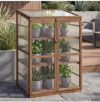 MCW Gew&auml;chshaus Q13 Holz, verstellbares Fenster, 110x76x57cm, dunkelbraun (Q13)