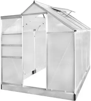 Brast Gew&auml;chshaus Aluminium mit Fundament 190x190x195cm, 6mm Hohlkammerplatten, silber