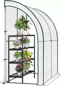Woltu Gewächshaus halbrund 200x100x210cm, PE-Abdeckung, weiß (W0UETT0054)