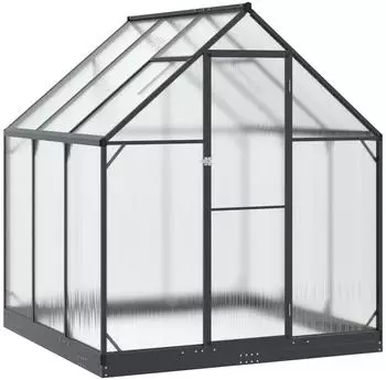 vidaXL Gewächshaus mit Tür, Aluminium & verzinkter Stahl, anthrazit, 183,5x183,5x207cm (3433041)
