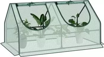 Woltu Foliengewächshaus 120x60x60cm, 2 aufrollbare Fenster, PE 140g/m², grün (W0UETT0049)