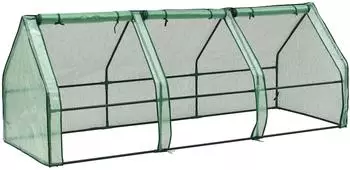 en.casa H&ouml;flein Foliengew&auml;chshaus 240x90x90cm, 3 Fenster, gr&uuml;n
