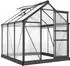 Outsunny Gewächshaus Aluminium mit Dachfenster & Fundamentrahmen, 190x192x201cm, grau (845-058GY)