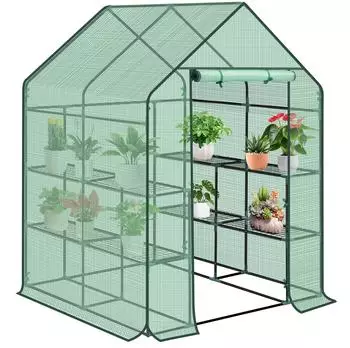 Woltu Foliengew&auml;chshaus 143x143x195cm PE 130g/m&sup2; gr&uuml;n