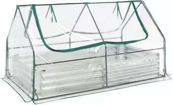 en.casa Hochbeet mit Gew&auml;chshaus Balsorano, Stahl/PVC-Folie, 186x96x98cm (Balsorano)
