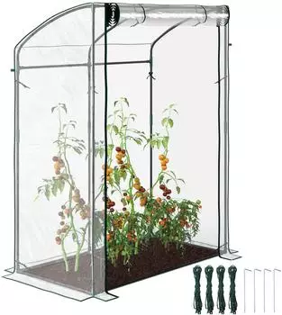 Outsunny Foliengewächshaus mit Tür, Gebogendach, 128x70x170cm, transparent (84H-282V00CR)