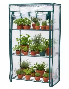 Relaxdays Balkon-Gewächshaus PVC-Folie, Stahl, 3 Etagen, 80x46x24cm, 2er-Pack
