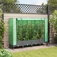 vidaXL Gartenplanter mit Gew&auml;chshausabdeckung und R&auml;dern 4 stk. PP