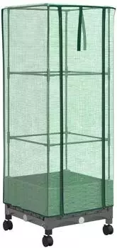 vidaXL Gartenplanter mit Gewächshausabdeckung und Rädern, hellgrau, PP (3422927)