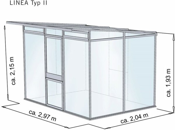 Ausstattung & Gestell KGT Linea II 6,4m² (10mm HKP, Alu blank)