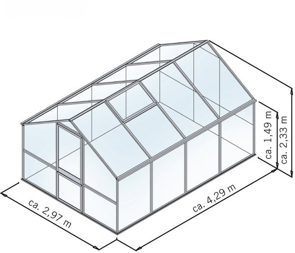 Tulpe IV Gewächshaus Gewächshaus Eigenschaften & Dach KGT Tulpe IV Alu HKP 16 mm 12,75 m²