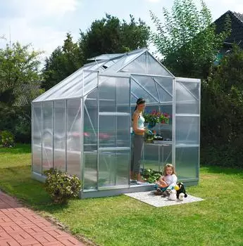 Konifera Gewächshaus »calisto 6700«, B/T/H: 254/254/230 cm, silber, 4 mm silberfarben