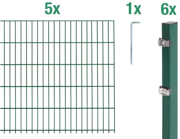 Alberts Zaun-Set Doppelstabmatte BxH: 10 m x 140 cm grün
