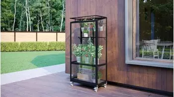 Vitavia Stad 350 mit Rollfundament (3 mm ESG, Alu schwarz)