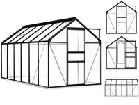 vidaXL Gew&auml;chshaus mit Fundament Anthrazit Aluminium 7,03 m&sup2;