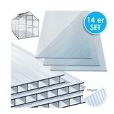 Kesser Gewächshaus, Polycarbonat Hohlkammerstegplatten 4mm 10,25 m² Doppelstegplatte - 1210x605 Stegplatte Gewächshausplatte stoßsicheren und UV-beständigen Gewächshaus Gartenbau Carport weiß