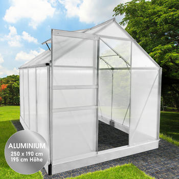 BRAST Werkzeuge Brast Aluminium-Gew&auml;chshaus 250 x 190 x 195 cm silber
