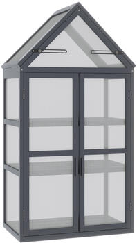 Outsunny Mini-Gewächshaus mit 3 Regalböden 70,5 x 42 x 132 cm grau