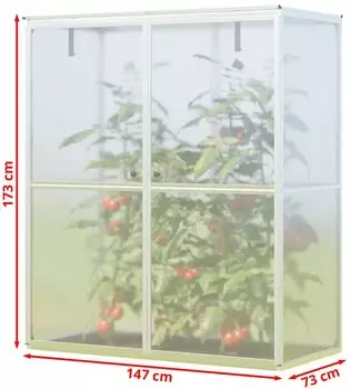 GFP - Garten- & Freizeit-Profi Tomatenhaus Emma 147 x 76 cm 8 mm Doppelstegplatten – Durchdachte Klimaregulierung über Dach und Türen