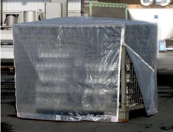 RainExo &reg; Gitterbox & Paletten Abdeckhaube | Abdeckplane Transparent + 2 Rei&szlig;verschl&uuml;sse | 125 x 85 x 98 cm | Wasserdicht, Frost & UV-best&auml;ndig