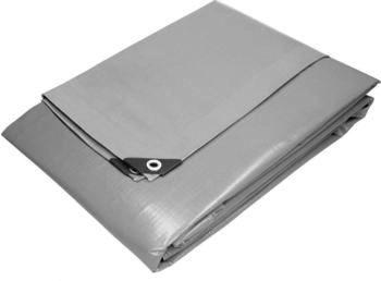 ECD Germany Abdeckplane mit &Ouml;sen 260g/m&sup2; 4x6 m Grau aus Polyethylen